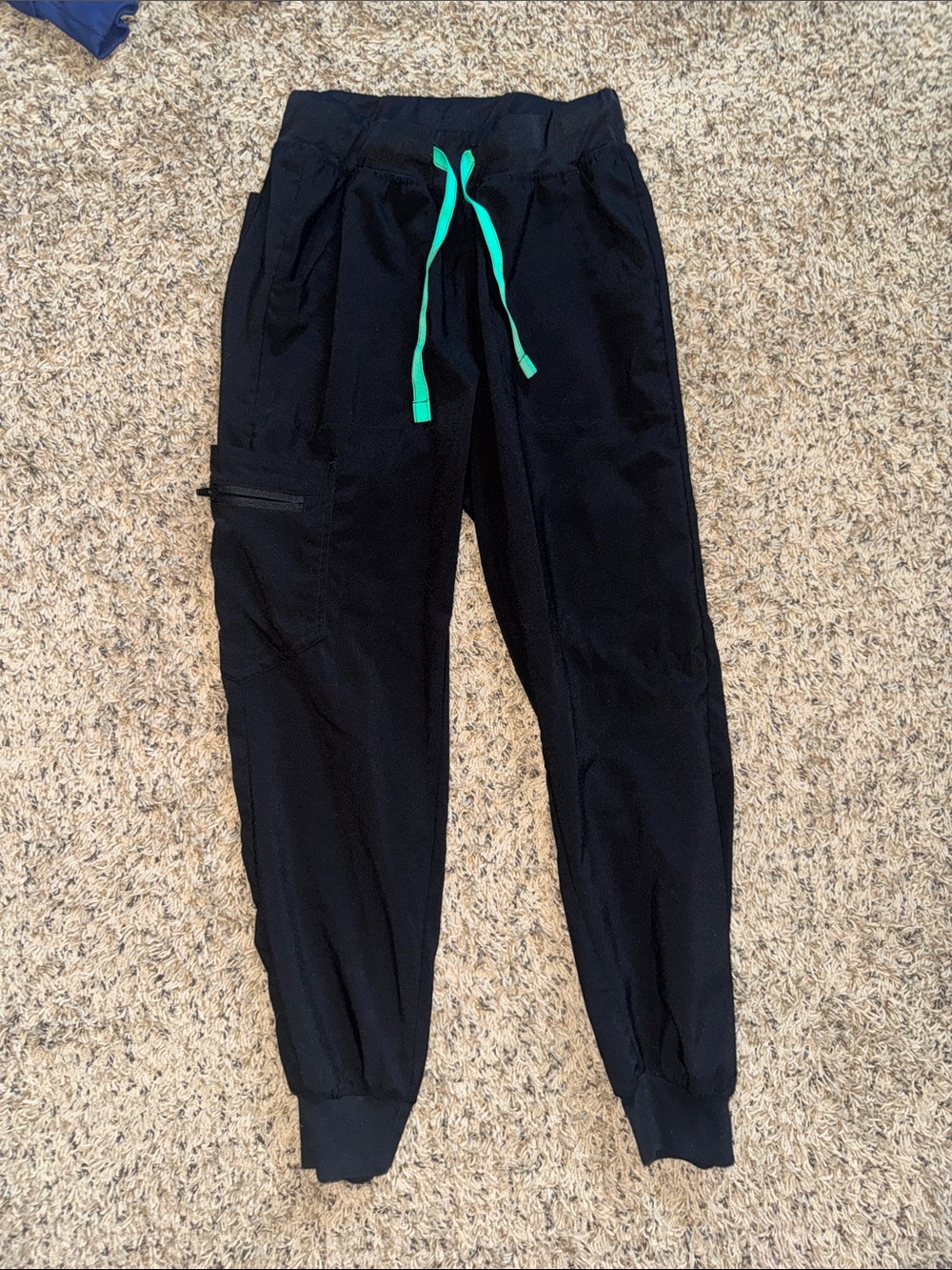 Mint Black Joggers with Teal Drawstring